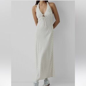 Wild Fable Black and White Striped Halter Maxi Dress